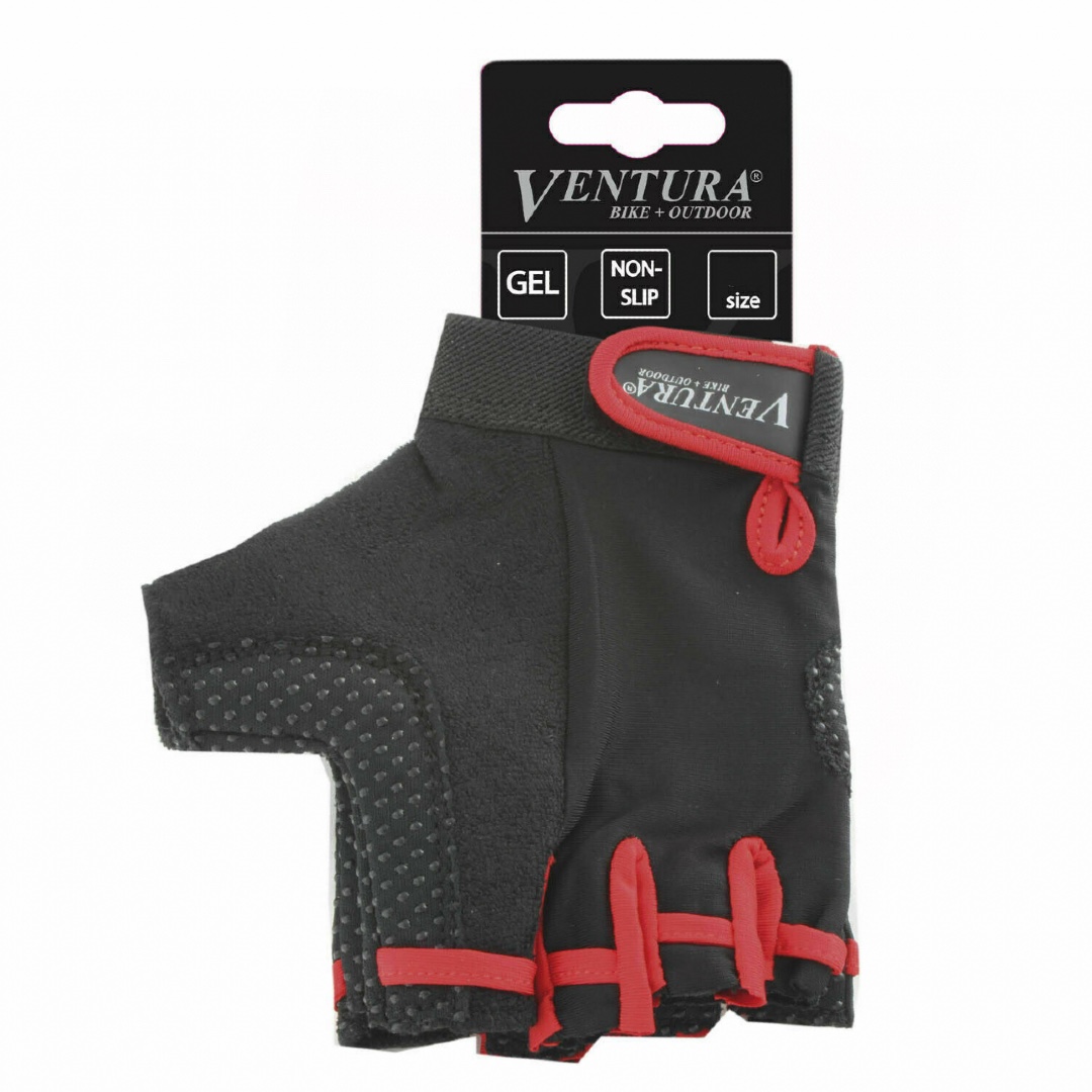 Fingerless gel padded gloves Red Cyclemania